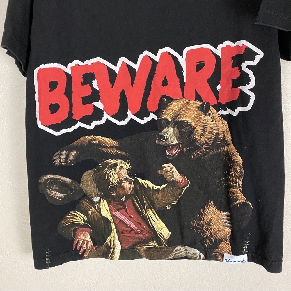 Diamond Beware Grizzly Bear Shirt Mens Size Large - Picture 2 of 6